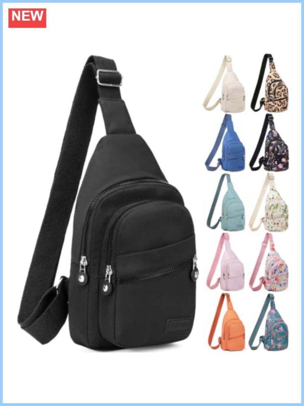 Sling Bag Crossbody Backpack Water Resistant Polyester Adjustable Unisex